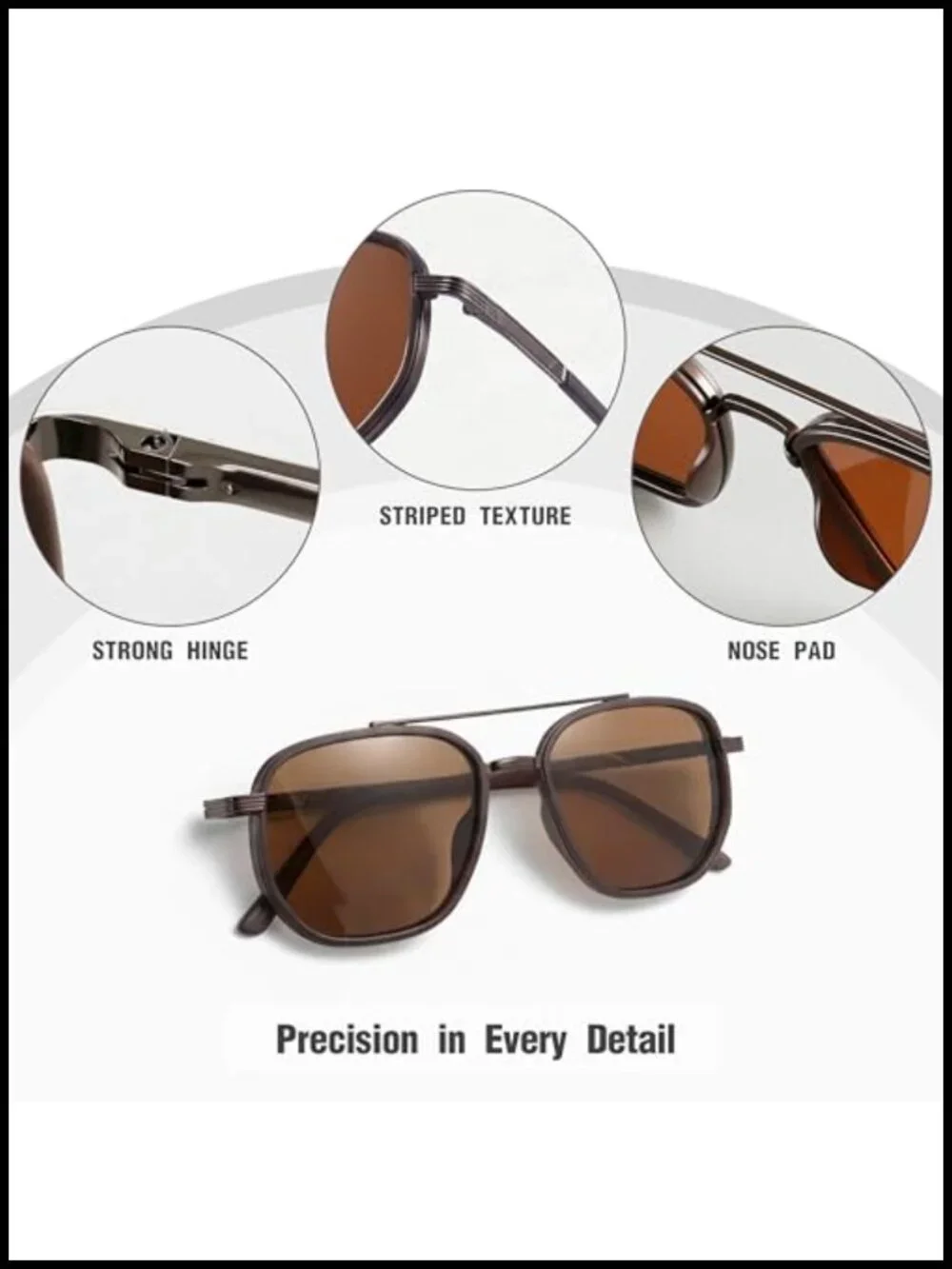 Vintage Polarized Sunglasses UV Protection Double Bridge Metal Frame